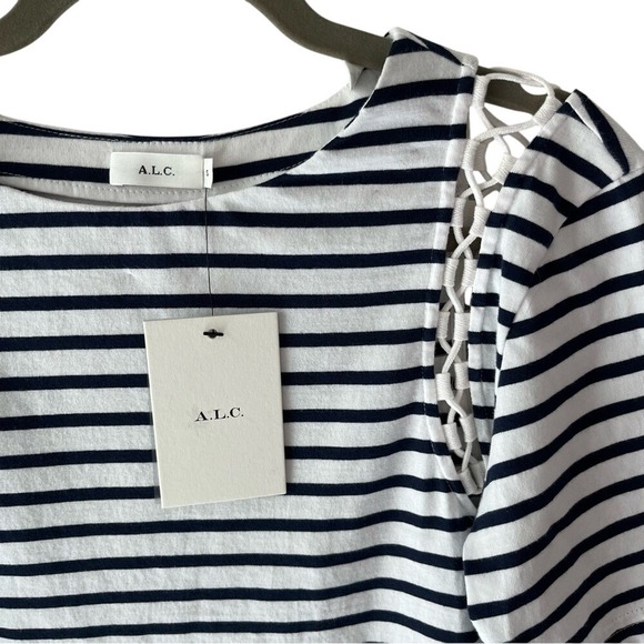 NWT A.L.C. Striped Cropped Tee Shirt Cotton Size S‎ - Picture 3 of 5